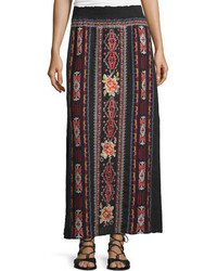 Johnny Was Jwla For Zona Embroidered Maxi Skirt Black