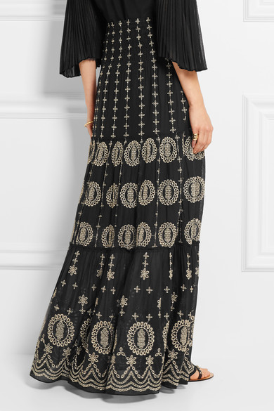 Black embroidered maxi outlet skirt