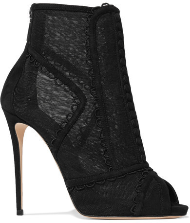 suede peep toe ankle boots
