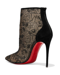 Christian Louboutin Psybootie 100 Med Embroidered Mesh Ankle Boots