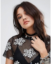 Glamorous T Shirt Dress In Embroidered Daisy Mesh