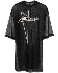 Rick Owens X Champion Embroidered Logo Mesh T Shirt