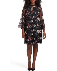 ECI Floral Embroidered Mesh A Line Dress