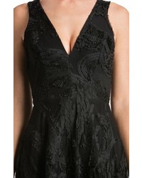 Dress the Population Marlene Plunging Embroidered Mesh Maxi Dress