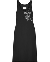Maison Margiela Embroidered Cotton Jersey Midi Dress Black