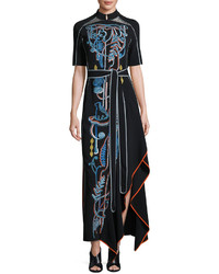 Peter Pilotto Squiggle Embroidered Cady Midi Dress Black