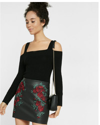 Express Floral Embroidered Mini Skirt