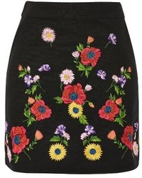 Topshop Garden Embroidered Miniskirt