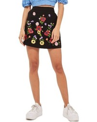 Topshop Garden Embroidered Miniskirt