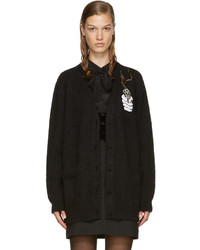 Black Embroidered Mohair Cardigan