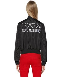 Love Moschino Embroidered Nylon Bomber Jacket