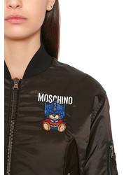 Moschino Embroidered Nylon Cropped Bomber Jacket
