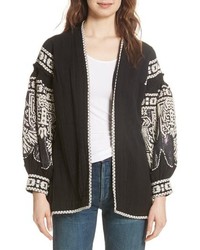 Black Embroidered Open Jacket