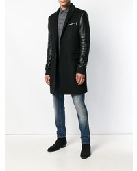 Philipp Plein Leather Sleeves Coat