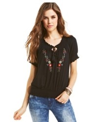 American Rag Embroidered Peasant Top