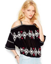 Free People Off The Shoulder Embroidered Peasant Top