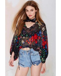 Nasty Gal After Party Vintage Jessa Chiffon Peasant Blouse