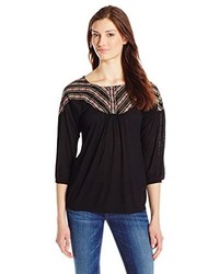 Lucky Brand Peasant Embroidered Top