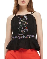 Topshop Embroidered Peplum Top