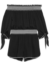 Black Embroidered Playsuit