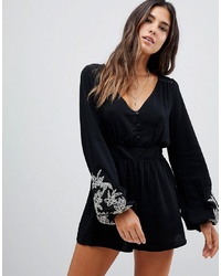 Lunik Long Sleeved Embroidered Playsuit