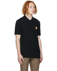 Moschino Black Embroidered Patch Polo