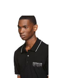 Givenchy Black Sequins Embroidered Slim Fit Polo