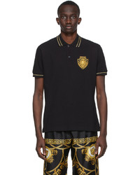 VERSACE JEANS COUTURE Black Sunflower Garland Patch Polo