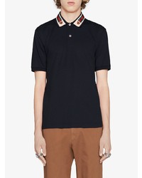Gucci Cotton Polo With Web And Feline Head