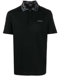 Versace Logo Embroidered Cotton Polo Shirt