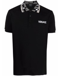 Versace Logo Embroidered Polo Shirt