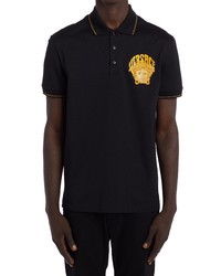 Versace Medusa Tipped Pique Polo In Black At Nordstrom