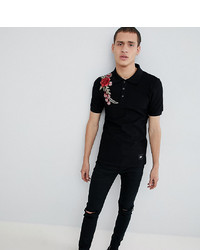 Sixth June Muscle Polo Shirt With Rose Embroidery To Asos