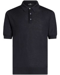 Etro Pegaso Embroidered Knitted Polo Shirt