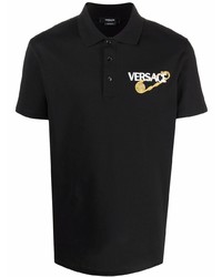 Versace Safety Pin Logo Embroidered Polo Shirt