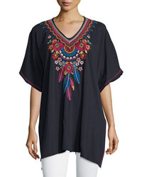 Black Embroidered Poncho