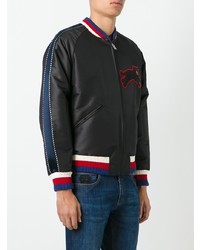 Gucci Panther Embroidery Satin Jacket Black