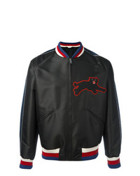 Gucci Panther Embroidery Satin Jacket Black