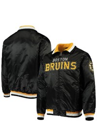 STARTE R Blackgold Boston Bruins Captain Ii Satin Full Zip Jacket