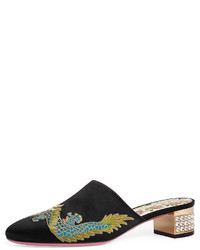Gucci Candy Embroidered Satin Mule Pump