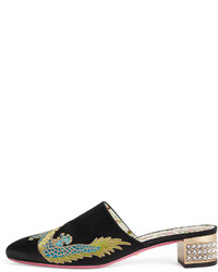 Gucci Candy Embroidered Satin Mule Pump