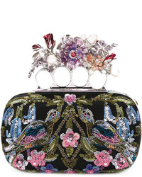 Alexander McQueen Knuckle Floral Embroidered Box Clutch
