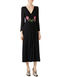 Gucci Embroidered Viscose Sabl Dress Black