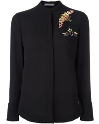 Black Embroidered Sequin Shirt