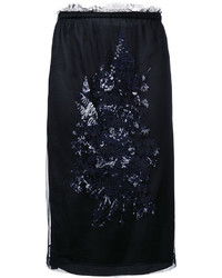 Black Embroidered Sequin Skirt