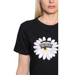 Chiara Ferragni Sequin Embroidered Daisy Cotton T Shirt