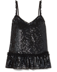 Black Embroidered Sequin Tank