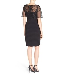 Adrianna Papell Embroidered Pleat Sheath Dress