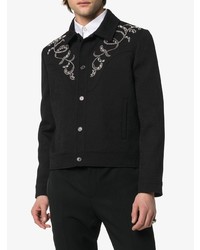 Saint Laurent Teddy Western Style Embroidered Jacquard Print Denim Jacket