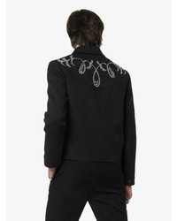 Saint Laurent Teddy Western Style Embroidered Jacquard Print Denim Jacket